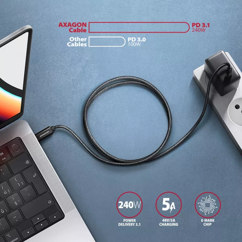 USB-kabel Axagon BUCM4X-CM10AB USB4 Gen 3x2 1m zwart