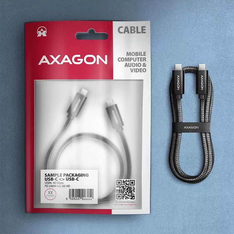 USB-kabel Axagon BUCM4X-CM10AB USB4 Gen 3x2 1m zwart