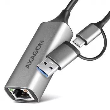 Axagon ADE-TXCA USB-C + USB-A 3.2 Gen 1 - Gigabit Ethernet-adapter, Asix AX88179