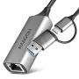 Axagon ADE-TXCA USB-C + USB-A 3.2 Gen 1 - Gigabit Ethernet-adapter, Asix AX88179