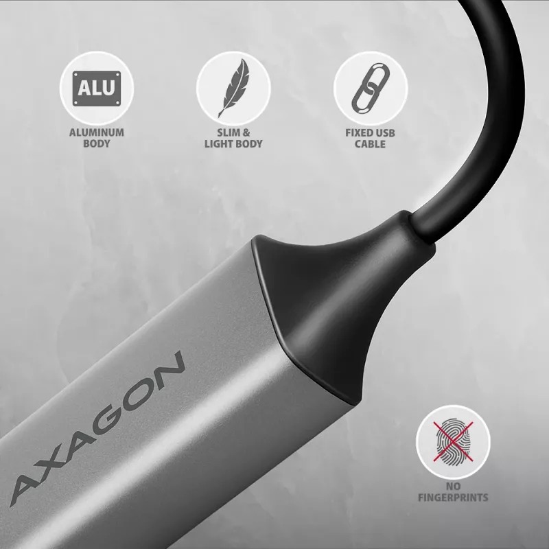 Axagon ADE-TXCA USB-C + USB-A 3.2 Gen 1 - Gigabit Ethernet-adapter, Asix AX88179