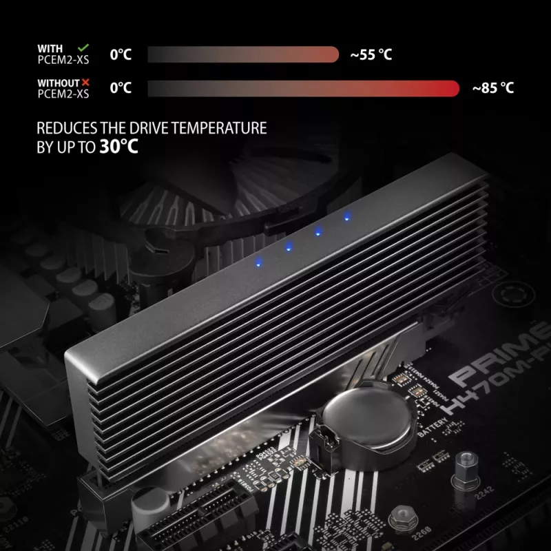 Axagon PCEM2-XS PCIe x16 - M.2 NVMe M-Key-adapter, met passieve aluminium koelbody