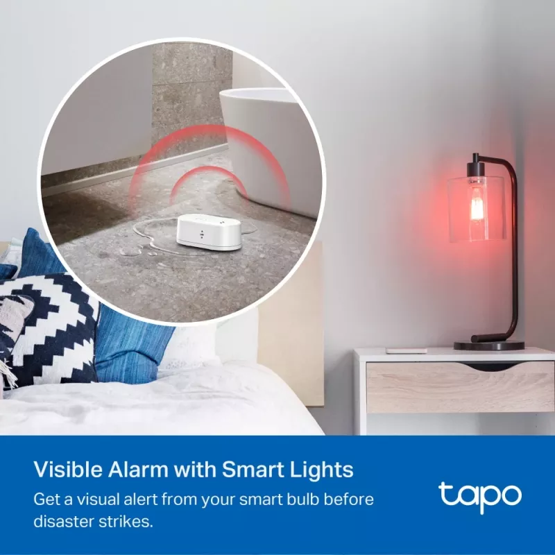 Waterleksensor TP-Link Tapo T300 Wi‑Fi, verstelbaar alarm 90 dB, IP67, batterij (2×AAA), hub vereist