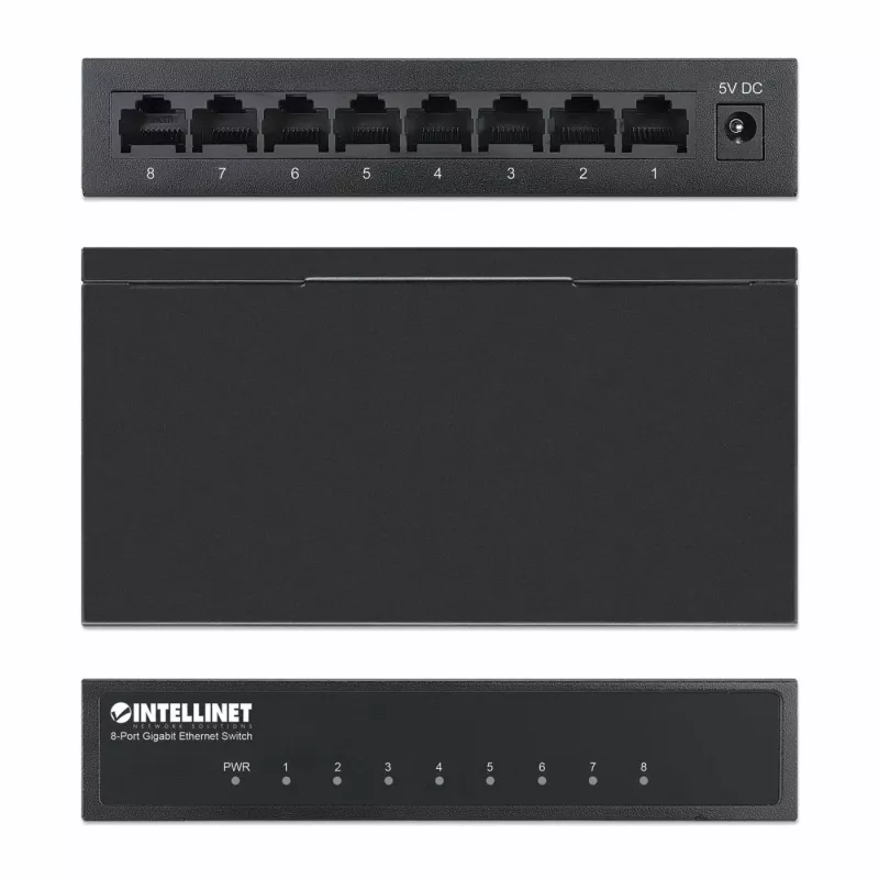 Intellinet 8-poorts Gigabit Ethernet-switch, desktopformaat, metalen behuizing, IEEE 802.3az (Energy Efficient Ethernet)