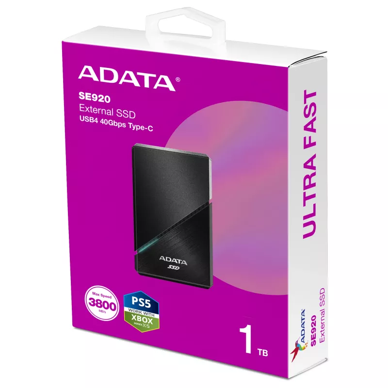 Draagbare SSD ADATA SE920, 1 TB, USB4, zwart