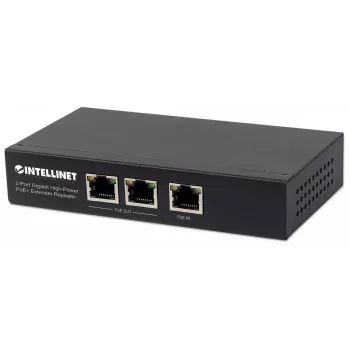 Intellinet 2-poorts Gigabit High-Power PoE+ extender repeater, IEEE 802.3at/af Power over Ethernet (PoE+/PoE), metaal