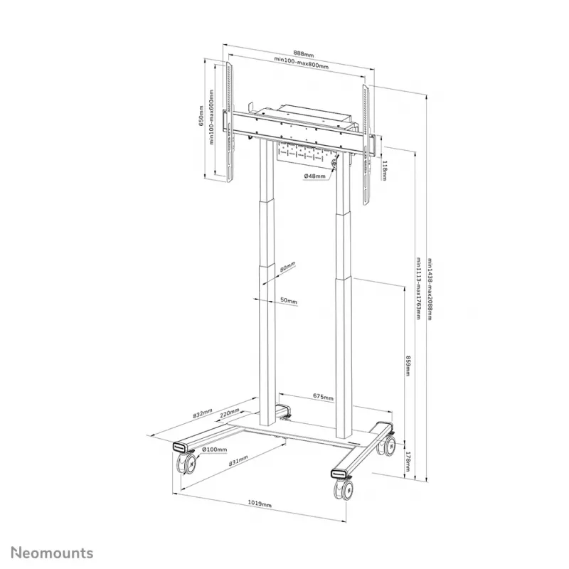 Neomounts FL55-875WH1 TV-wagen 55-100 inch - gemotoriseerd - TÜV