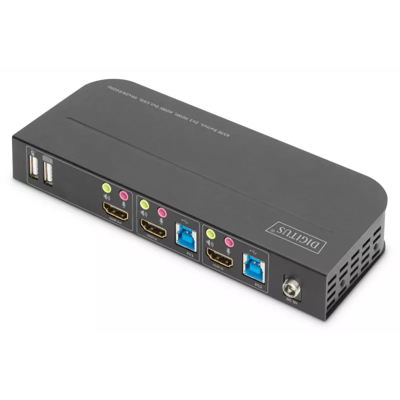 DIGITUS KVM-switch - 2x1 HDMI, HDMI Out, USB, 4Kx2K@60Hz