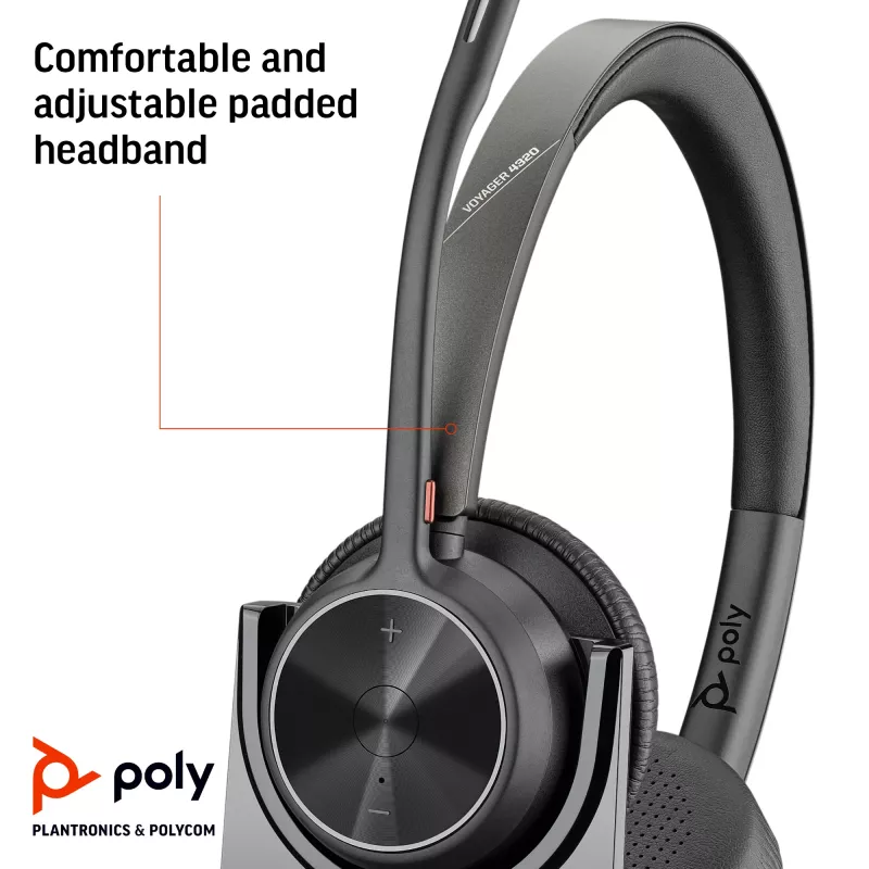 HP Poly Voyager 4320 UC stereo USB-A headset +BT700 USB-A adapter +laadstation
