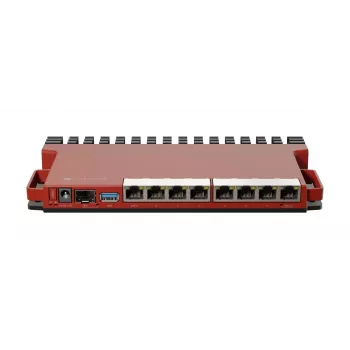 Bekabelde router MikroTik L009UiGS-RM — 8x RJ-45, 2,5 Gigabit Ethernet, 1x SFP, 1x USB, 800 MHz CPU, 512 MB RAM, rood