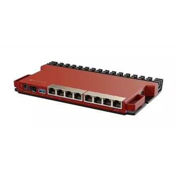 Bekabelde router MikroTik L009UiGS-RM — 8x RJ-45, 2,5 Gigabit Ethernet, 1x SFP, 1x USB, 800 MHz CPU, 512 MB RAM, rood