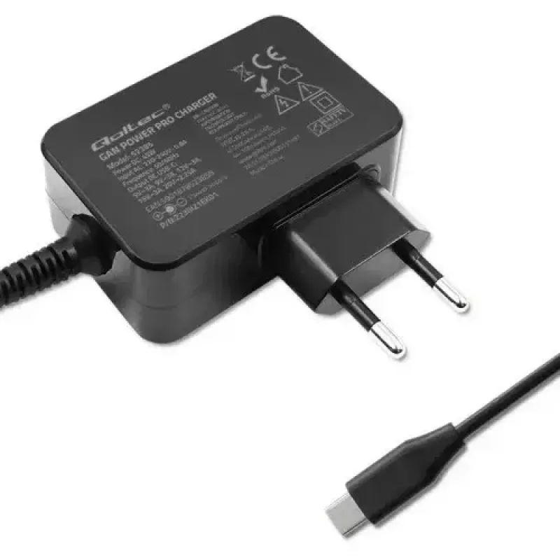 Oplader Qoltec 52385 binnen AC snelladen 20V 3A zwart