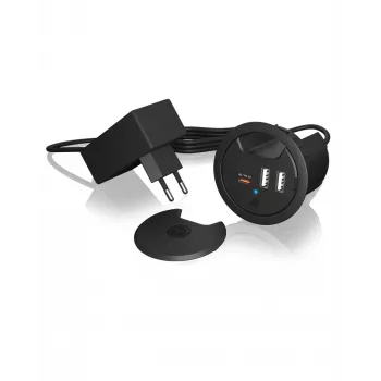 ICY BOX In-Desk USB-oplader met Power Delivery & Quick Charge