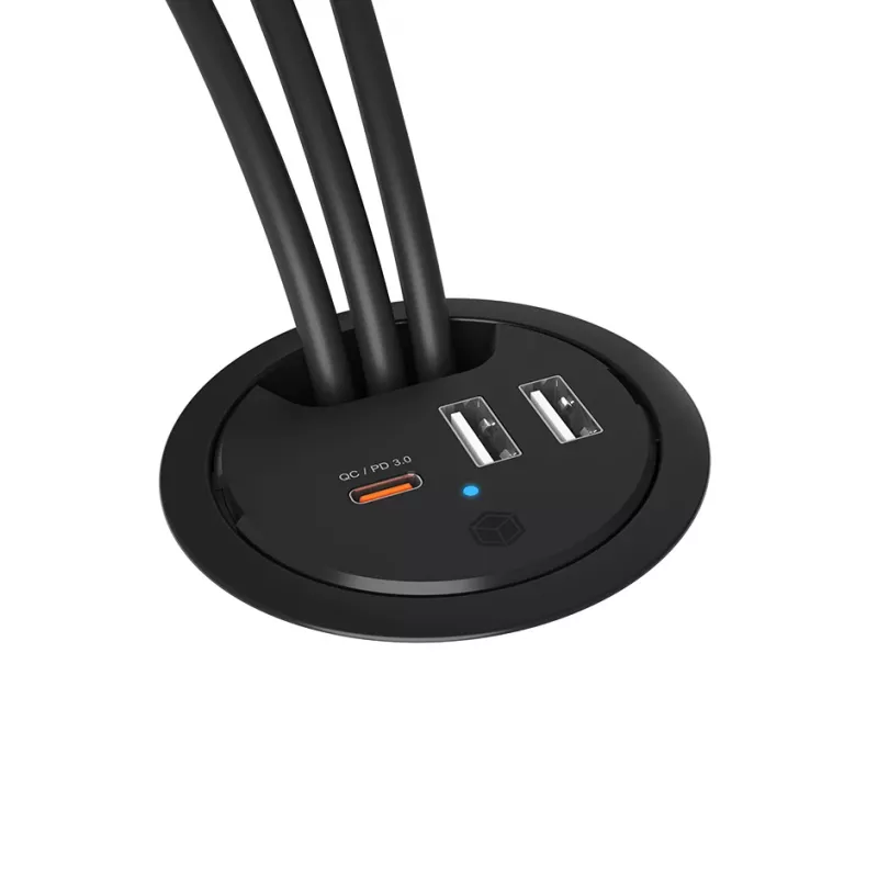 ICY BOX In-Desk USB-oplader met Power Delivery & Quick Charge