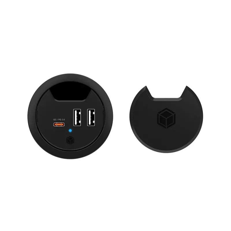 ICY BOX In-Desk USB-oplader met Power Delivery & Quick Charge