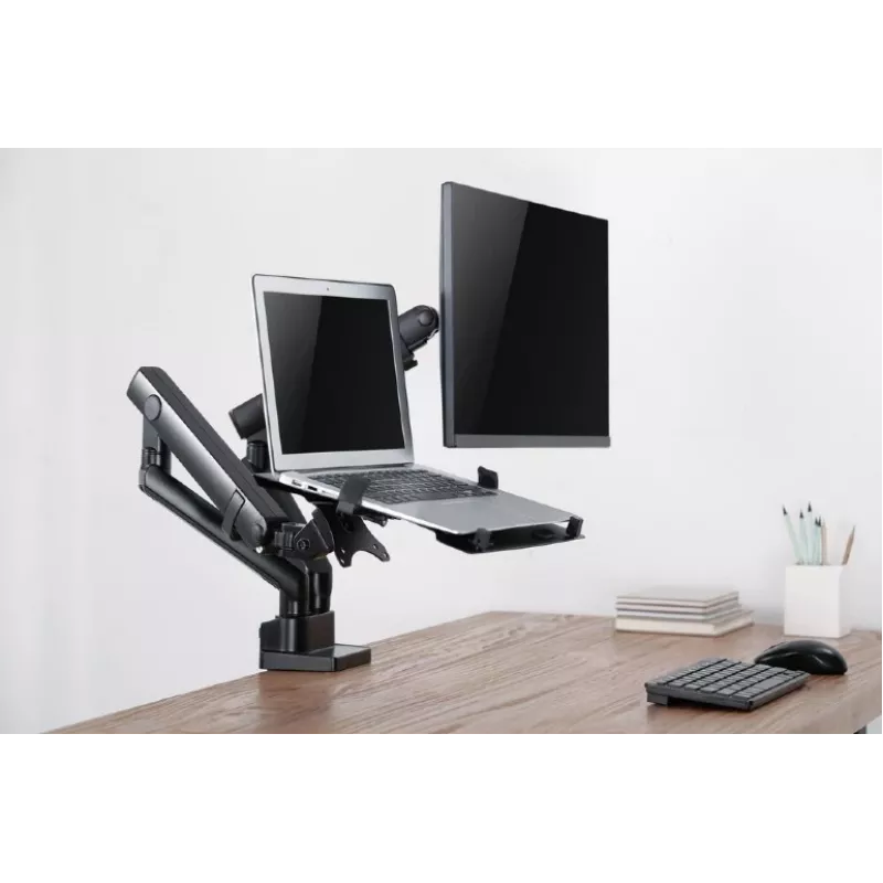 GEMBIRD verstelbare monitorarm voor tafelmontage met notebookplateau (volledig beweegbaar)
