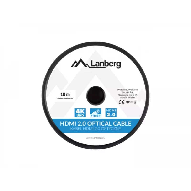 LANBERG HDMI-kabel M/m V2.0 Optical Aoc - 10m zwart