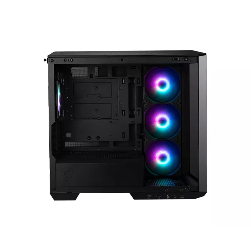 MSI MAG PANO M100R PZ micro tower pc-behuizing, microATX/Mini-ITX, panoramisch gehard glas van 270 graden, ARGB-ventilatoren, USB-C, zwart