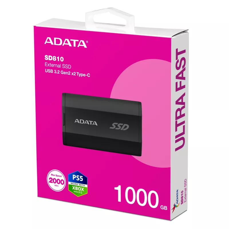 Externe SSD ADATA SD810 1 TB (1000 GB) USB 3.2 Gen 2x2, 2000 MB/s, IP68, aluminium behuizing