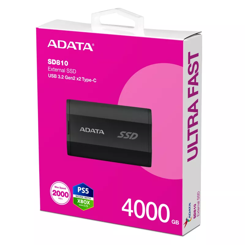 ADATA SD810 4 TB USB Type-C USB 3.2 Gen 2x2 zwart