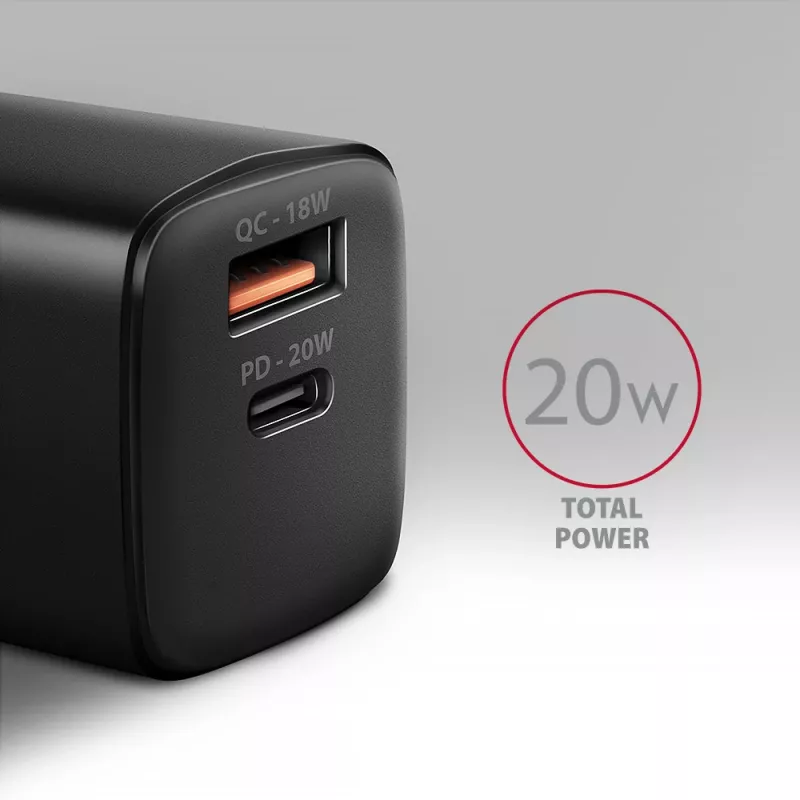 Wandlader Axagon ACU-PQ20 QC3.0 PD Type-C 20W zwart