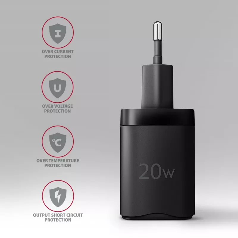 Wandlader Axagon ACU-PQ20 QC3.0 PD Type-C 20W zwart