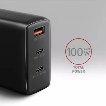 Axagon ACU-DPQ100 PD3.0 & QC 4+ THREE OUTPUTS wandlader 100W