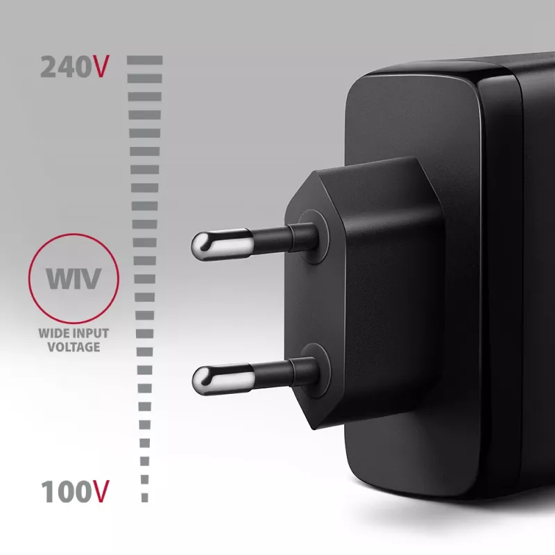 Axagon ACU-DPQ100 PD3.0 & QC 4+ THREE OUTPUTS wandlader 100W