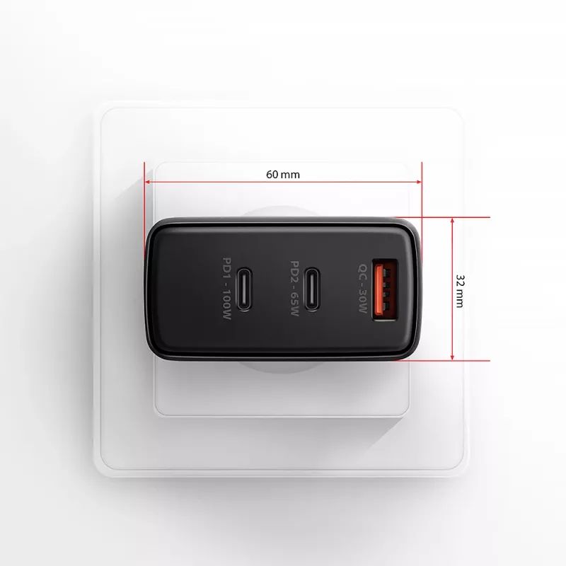 Axagon ACU-DPQ100 PD3.0 & QC 4+ THREE OUTPUTS wandlader 100W