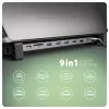 Axagon HMC-10HLS, USB 5Gbps-hub, 4x USB-A, HDMI 4k/60Hz, RJ-45, SD/microSD, PD 100W