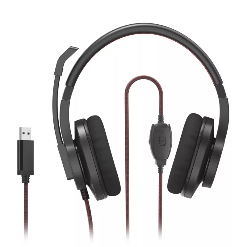 Hama HS-USB400 V2 headset bedraad hoofdband kantoor/callcenter USB Type-A zwart, rood