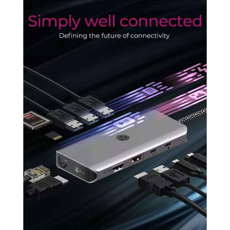 ICY BOX IB-DK4061-CPD bedrade USB 3.2 Gen 1 (3.1 Gen 1) Type-C grijs