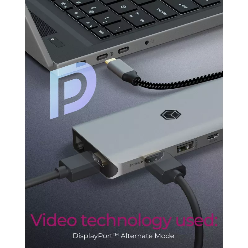 ICY BOX IB-DK4061-CPD bedrade USB 3.2 Gen 1 (3.1 Gen 1) Type-C grijs