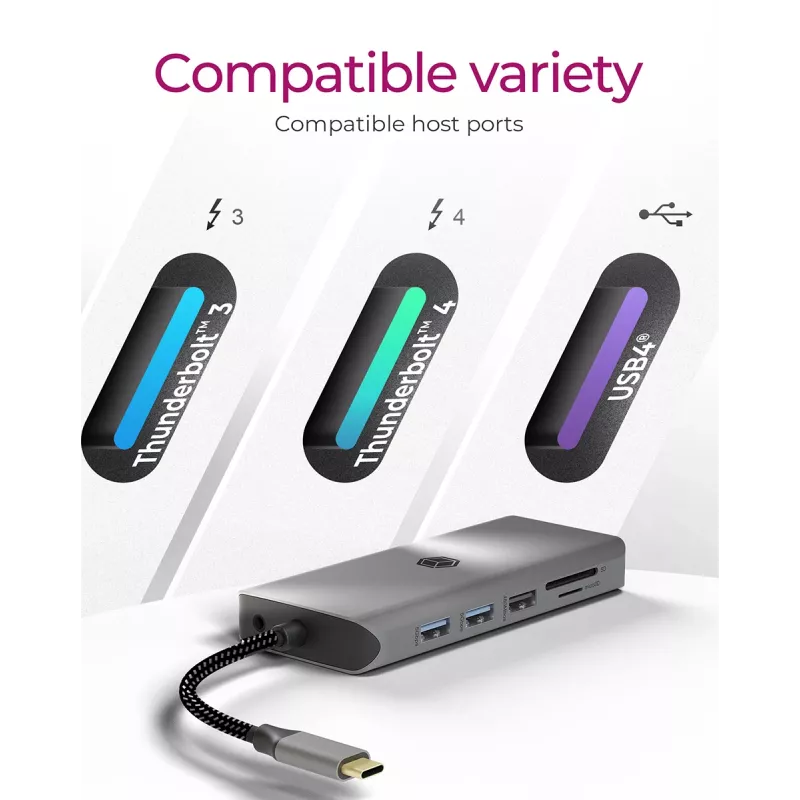ICY BOX IB-DK4061-CPD bedrade USB 3.2 Gen 1 (3.1 Gen 1) Type-C grijs