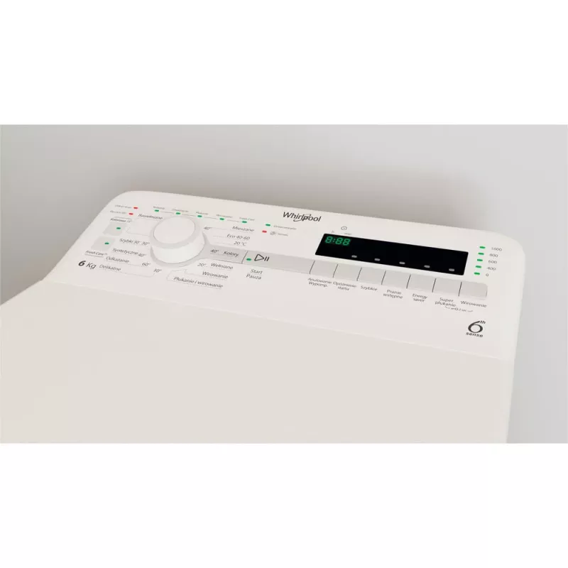Whirlpool NTDLR 6040S PL/N bovenlader wasmachine, 6 kg, 1000 tpm, 6th Sense, energieklasse C, wit