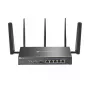 TP-Link Omada 4G+ Cat6 AX3000 Gigabit VPN-router, Wi-Fi 6 (802.11ax), dual-band (2,4 GHz / 5 GHz), Ethernet LAN, 4G, zwart, desktop-/mastrouter