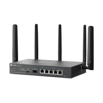 TP-Link Omada 4G+ Cat6 AX3000 Gigabit VPN-router, Wi-Fi 6 (802.11ax), dual-band (2,4 GHz / 5 GHz), Ethernet LAN, 4G, zwart, desktop-/mastrouter