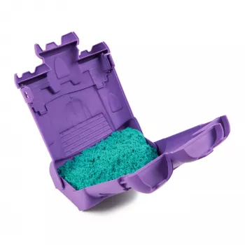 Kinetic Sand, kasteeldoos met 454 g turquoise speelzand, opbergbak, sensorisch speelgoed voor kinderen vanaf 3 jaar