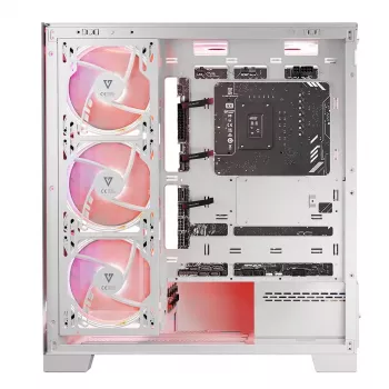 Pc-behuizing MODECOM Volcano SPACE APEX ARGB MIDI Tower wit – staal, zijvenster, ARGB-ventilator, USB-C