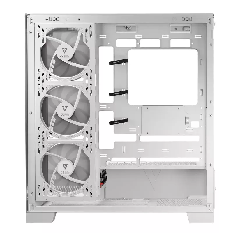 Pc-behuizing MODECOM Volcano SPACE APEX ARGB MIDI Tower wit – staal, zijvenster, ARGB-ventilator, USB-C