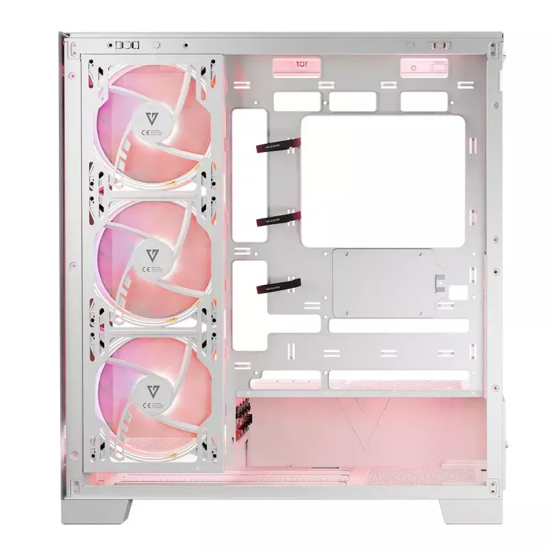 Pc-behuizing MODECOM Volcano SPACE APEX ARGB MIDI Tower wit – staal, zijvenster, ARGB-ventilator, USB-C