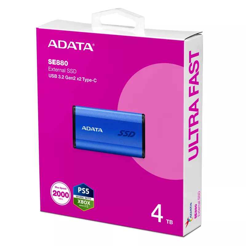 ADATA SE880 4 TB USB Type-C 3.2 Gen 2 (3.1 Gen 2) blauw