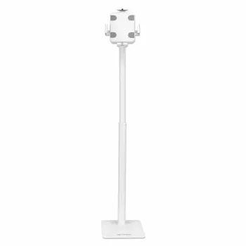 Manhattan vloerstandaard (diefstalbeveiliging) voor tablet en iPad, universeel, 360° draaibaar, kanteling +20° tot -110°, wit, afsluitbaar, tablets 7,9 inch tot 11 inch, in hoogte verstelbaar 790 tot 1190 mm, uitschuifbare klemmen: hoogte 200 tot 246 mm/breedte 129 tot 181 mm, kan op de vloer worden vastgeschroefd (onderdelen inbegrepen)