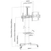 Techly ICA-TR216T mobiele tv-trolley voor schermen van 37–70 inch (tot 177,8 cm), max. 50 kg, 2 planken, zwart
