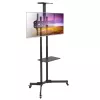 Techly ICA-TR216T mobiele tv-trolley voor schermen van 37–70 inch (tot 177,8 cm), max. 50 kg, 2 planken, zwart