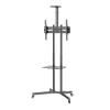 Techly ICA-TR216T mobiele tv-trolley voor schermen van 37–70 inch (tot 177,8 cm), max. 50 kg, 2 planken, zwart