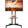 Techly ICA-TR216T mobiele tv-trolley voor schermen van 37–70 inch (tot 177,8 cm), max. 50 kg, 2 planken, zwart