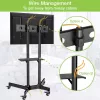 Techly ICA-TR216T mobiele tv-trolley voor schermen van 37–70 inch (tot 177,8 cm), max. 50 kg, 2 planken, zwart