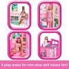 Barbie Getaway poppenhuis met pop, 4 speelgebieden en 11 decoratieaccessoires