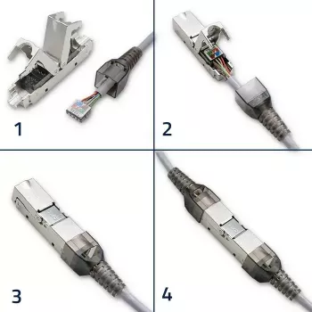 Gereedschapsloze RJ45-stekker QOLTEC 54540 CAT6 STP voor afgeschermde ethernetkabels
